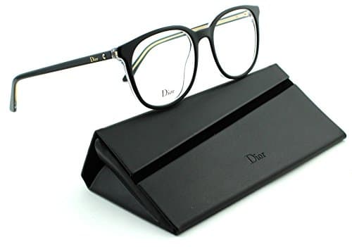 Dior Montaigne 34 Women Rectangular Eyeglasses (Black Crystal Frame (0TKX), 51)
