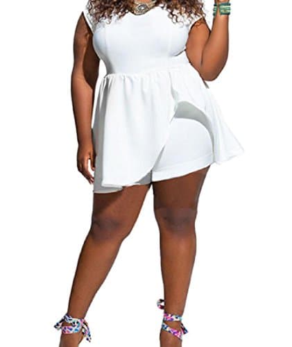 Xiaokong Women's Solid Plus Size Sleeveless Casual Jumpsuits Playsuit