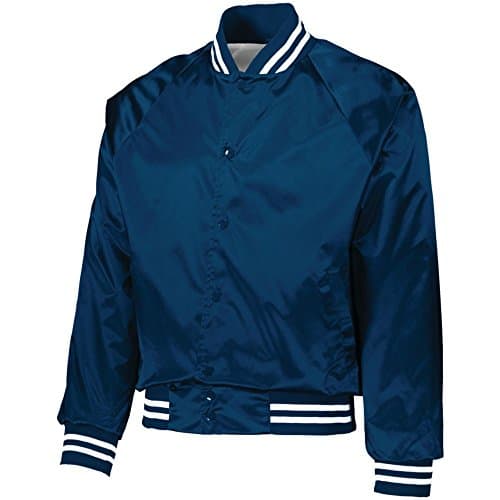 Men's Satin Baseball Jacket/Striped Trim