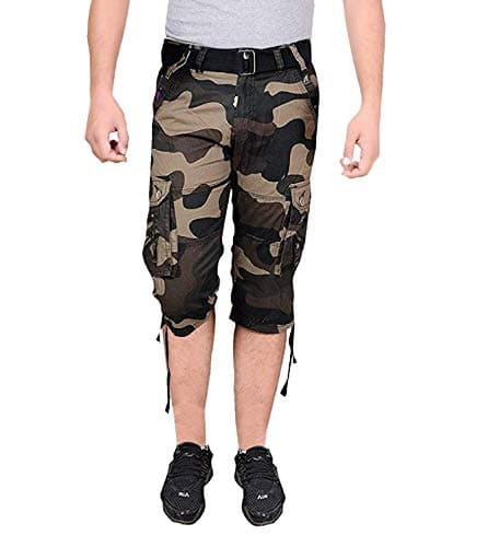 Devil Men's Army Cotton 3/4th Shorts| Capri