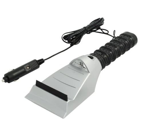 12 Volts Car Heated Ice Scraper Heated Element & Rubber Squeegee with LED Light