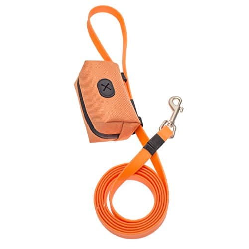 Keproch Sturday Nylon &amp; Soft Silicone Waterproof Double Layer Dog Pet Leash with Poop Bag Holder (Orange)