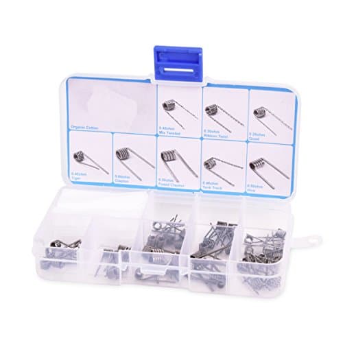 UETECH PreBuilt Coils Kit, 8 Types 48pcs Pre-built Coils and 10 pcs Pre-cut Organic Cotton