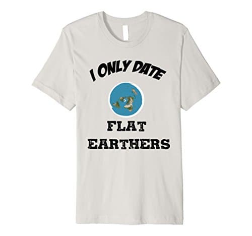 Mens Flat earth t-shirt Large Silver