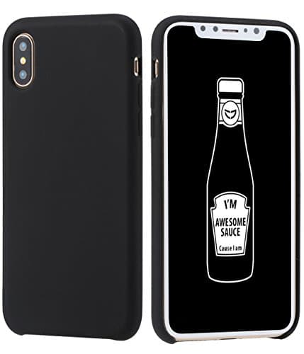 Felico Case Comatible iPhone Xs/iPhone X Liquid Silicone Slim Case [Flexible] Gel Rubber Shockproof Cover Soft Microfiber Cloth Lining Cushion Apple iPhone X iPhone Xs 5.8" Black