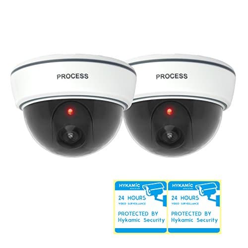 Dummy Security Camera Fake Simulated Dome Camera with Flashing Red LED Light ( 2 packs )