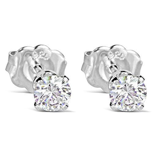 LONDON 925 Solid Sterling Silver Stud Earrings made with Swarovski Zirconia - Clear