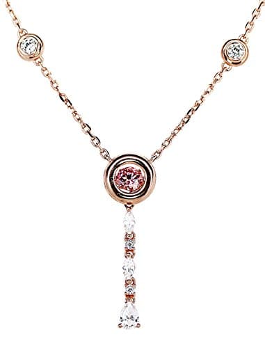 Rose Gold With Pink Dancing Setting Pendant With Clear Tail