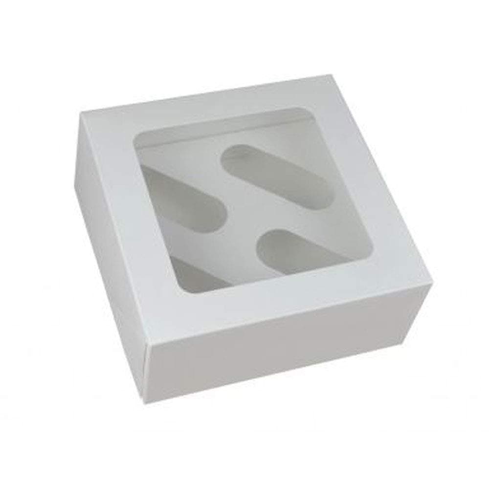 Windowed Cupcake Boxes with 4 Cavity Insert (Pack of 25)