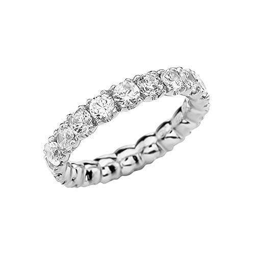 Special Round White Gold Full Eternity Stackable Ring Moissanite Diamond Cubic Zirconia for Women and Teens