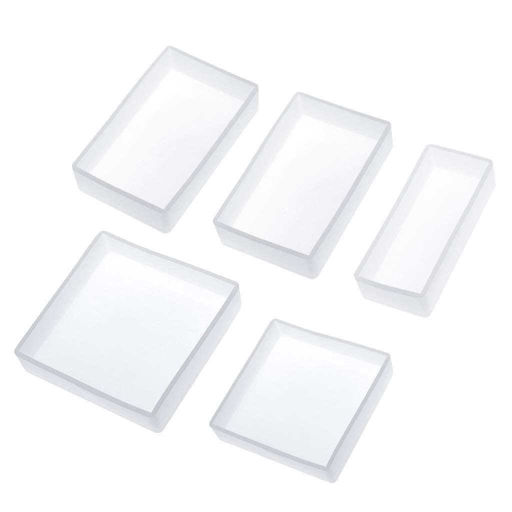 B Baosity 5 Pieces DIY Large Cube Cuboid Blocks Silicone Epoxy Resin Casting Jewelry Making Mold Handmade Candle Soap Clay Mould