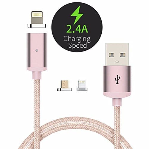Fast Magnetic Charger &amp; Data Transfer for Apple + Android Devices - Smart LED Indicator (Overheat + Overcharge Protection) - Nylon Braided for Extra Protection &amp; Durability