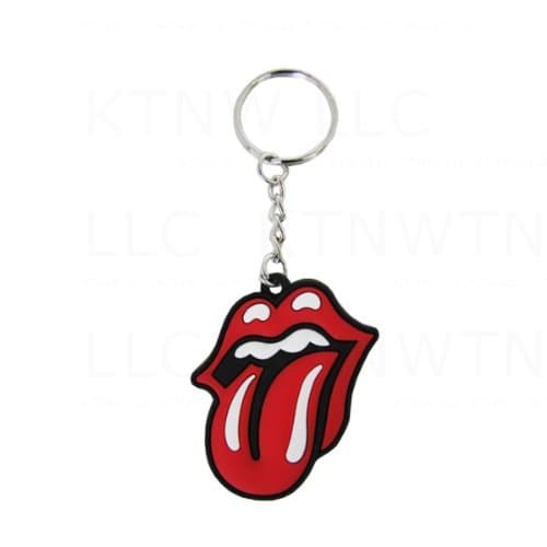 Rubber Keychain With Key Ring in Classic Rock Logo - The Rolling Stones