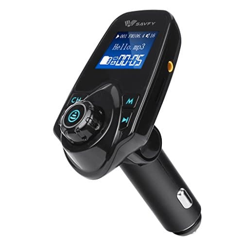 Bluetooth FM Transmitter, SAVFY Wireless in-Car FM Adapter Car Kit with USB Car Charger 1.44 Inch Display SD Card Slot