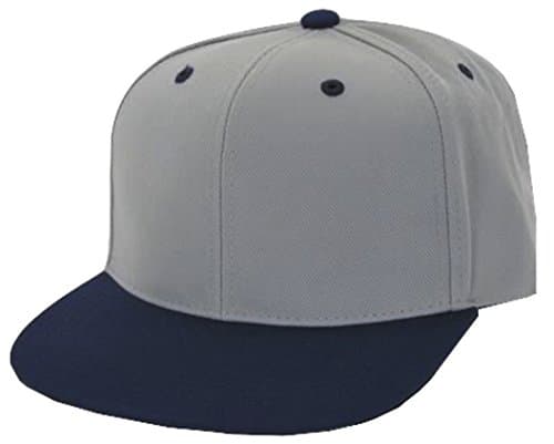 New Premium Plain Snapback Baseball Caps Two Tone Grey/Royal Blue Bill