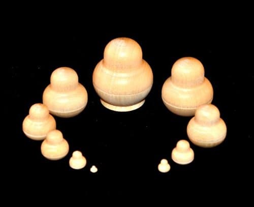 "Paint Yourself" Plain Blank Unpainted Russian Nesting Doll,10pc,mini