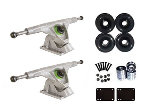Longboard Reverse Kingpin 9.5" Silver Trucks Skateboard Deck Package Wheels, Abec 7