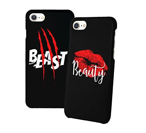 Red Lips Beauty Beast Matching Iphone Protective Hard PC Case Cover For Couples Best Friends In Relationship Anniversary Gift Present BFF Bae For Iphone 6 6s 7 7plus 8 X 3D Print