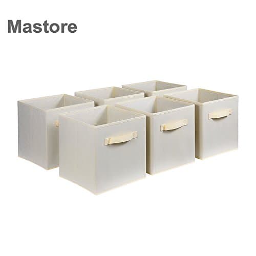 Mastore Foldable Cloth Storage Cube Basket Bins Organizer Containers Drawers, Pack of 6, Beige