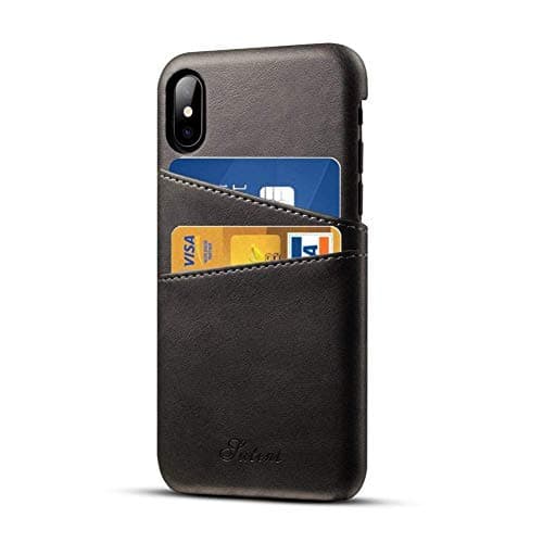 Airart iPhone X iPhone XS Leather Case with Cards Holder, Premium Vintage Wallet Case, Ultra Slim Professional Executive Snap On Back Cover Compatible iPhone X/XS - Black