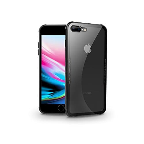 iPhone 7P/ iPhone 8P Phone Case ,Soft Grip Matte Finish TPU +0.55mm Tempered Glass Back Panel Hybrid Ultra- [ Slim Fit ] Protect Cover Shock Absorption Back-Transparent Bumper for iPhone 7P / 8P