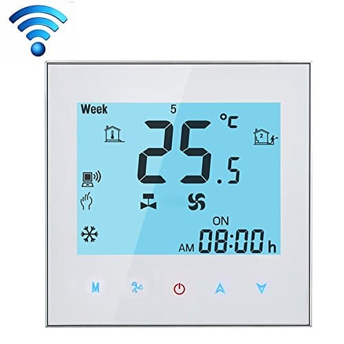 TTDY LCD Display Air Conditioning 4-Pipe Programmable Room Thermostat for Fan Coil Unit Supports WiFi (Black) Easy Installation (Color : White)
