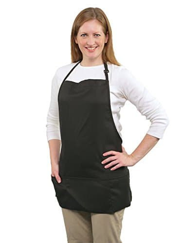 3-Pocket Bib Apron - 80% Poly / 20% Cotton, Black