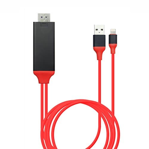 Kimwing Upgrade Lightning Digital AV Adapter for iPhone iPad iPod, No Need Personal Hotspot, WIFI, Setup (Red)
