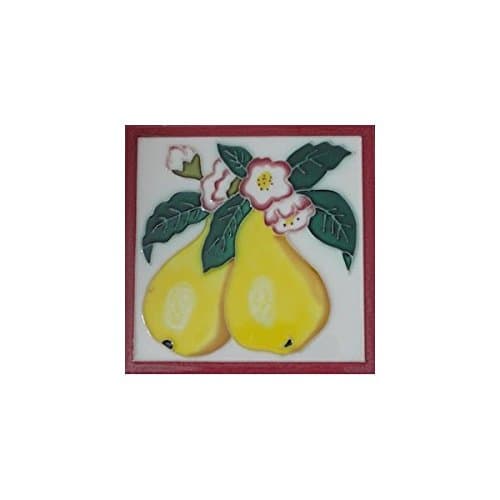 CCWT Pear Fruit Decorative Wall Ceramic Art Tile 4x4