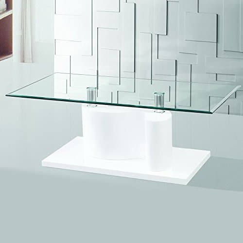 Gravity Decor The Infinity Tempered Glass Coffee Table with White Glossy Base
