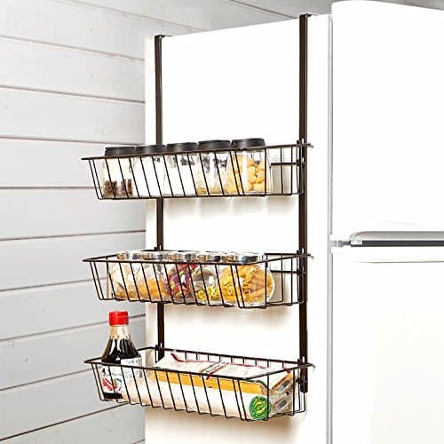Byrhgood Refrigerator Stand Side Wall Side Storage Rack Kitchen Spice Rack Free Perforated Refrigerator Rack (Color : A)