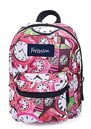 Micro Backpack Purse Bag Charm (Pink Clocks)