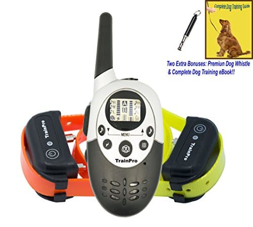 TrainPro M86 Dual 1100 Yard Shock Collars for Dog Training. Improve Behavior or! SAFETY Control with 8 Adjustable Levels. Great for OPEN FIELD Adventures. Guaranteed for Bark Control!