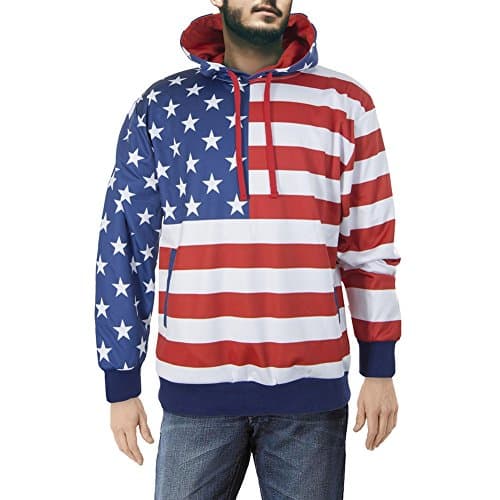 Unisex USA Flag Pullover Hoodie (X-Large)