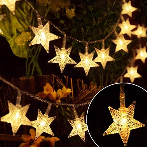 EYUVAA LABEL 30 LED 10M Star Shape LED String Lights Multi Color Fairy Lamp for Christmas Diwali Birthday Wedding Decoration (Golden)