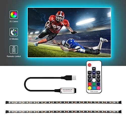 USB LED Strip Lights Kit, Bias Lighting With RF Remote Controller, IP65 Waterproof Flexible Strip Light, 5050 RGBW, 5v USB Cable TV Backlight Kit, Lighting Rope For TV, Mirror, PC Monitor, 1M (3.28ft)