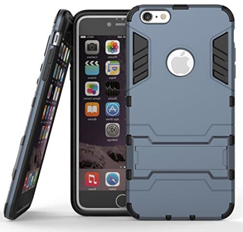 iPhone 6S Plus Case, iPhone 6 Plus Case, Kickstand Heavy Duty Soft TPU &amp; Hard PC Anti-Scratch Hybrid Armor Cover for iPhone 6/6S Plus 5.5inches - Navy Blue