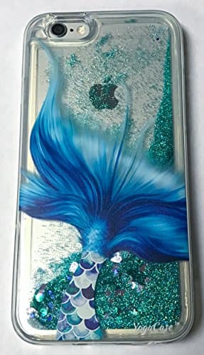 iPhone SE Case, YogaCase Liquid Glitter Back Protective Cover (Mermaid Tale)