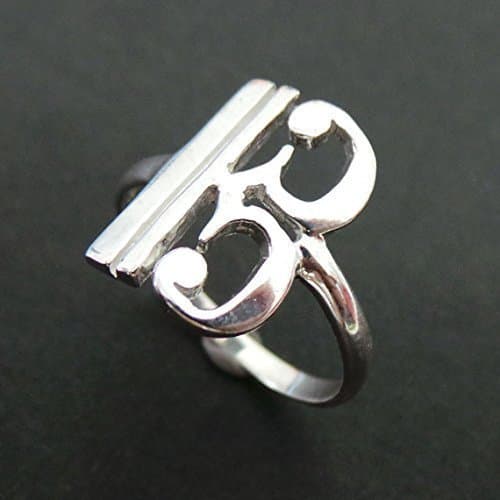 US 9" Handmade Alto Clef Music Note Silver Charm Ring Band
