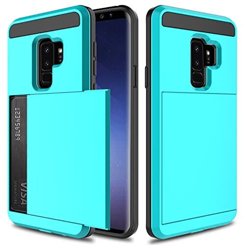 USHAWN Galaxy S9 Plus Case, Wallet Case Dual Layer Hybrid TPU Bumper Protection Defender Shockproof Anti-Scratch Rugged Case with Card Holderfor Samsung Galaxy S9 Plus/S9+ (Blue) …