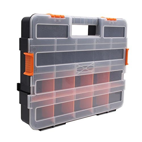 QULife Heavy Duty Tool Storage Box Organizer with Removable and Adjustable Compartments for Hardware, Arts, Crafts, Tools and Small Parts