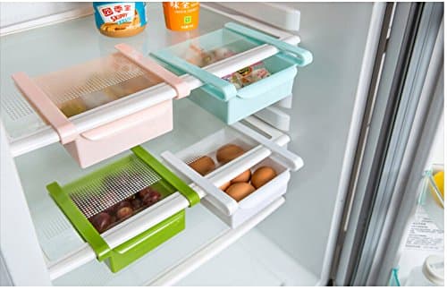 Refrigerator Organizer Rack Egg Storage Basket Refrigerator Snacks Storage Box Kitchen Shelves (Blue)
