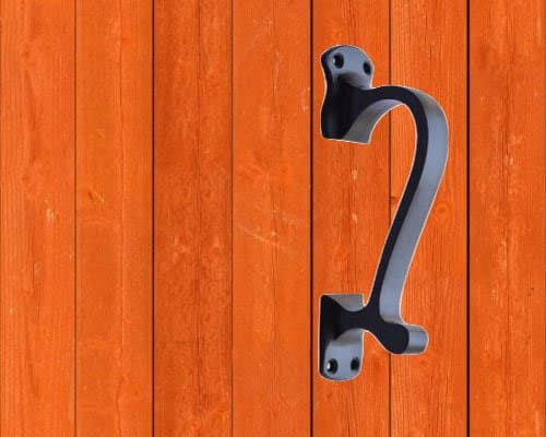 Door Handle Pull, Cast Iron, Black Powder Coat Finish, Handmade