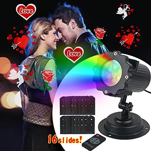 Christmas Projector Light, Aiguozer Waterproof 16 Patterns Magical Moving Projector Lights Show Festival Landscape Decor Lamp with Remote Control for Home Garden Holiday Entertainment, Parties