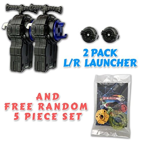 Beyblade 2 Pack BB-115 L/R Power String Laumcher+ Free 5 Piece Lot Random Parts Customize Pack includes Tips, Energy Rings, Spin Tracks, Face Bolts - US Seller