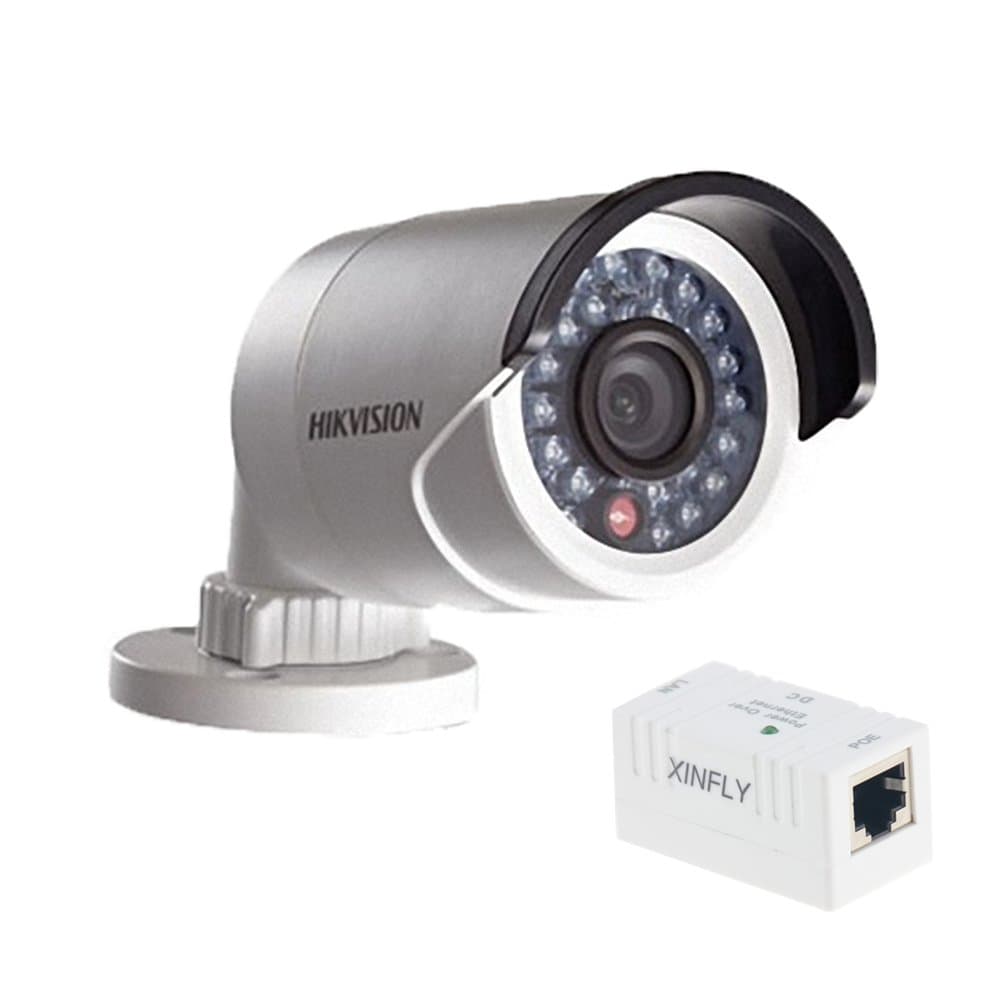 Hikvision Mini Bullet IP Camera DS-2CD2035-I Replace DS-2CD2032F-I HD 3MP 1080P H.265 HEVC POE IR CCTV Camera 6mm Lens Attach with a XINFLY POE Injector