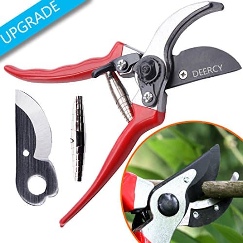 Pruning Shears by Deercy, Garden Shears, Hand Pruner, Sharp Tree Trimmers Secateurs Hand Pruner Clippers with Safety Lock. (red)