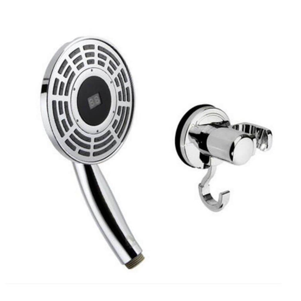 Temperature Display Shower Head Handheld Shower Head Water Heater Accessory Showerhead Bracket Hose Set Temperature Digital Hydro Power 5inch Large Water Simple Air Shower Head +Suction cup hook seat [Energy Class A+]