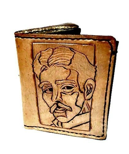 Handmade Leather Nikola Tesla Steampunk Wallet