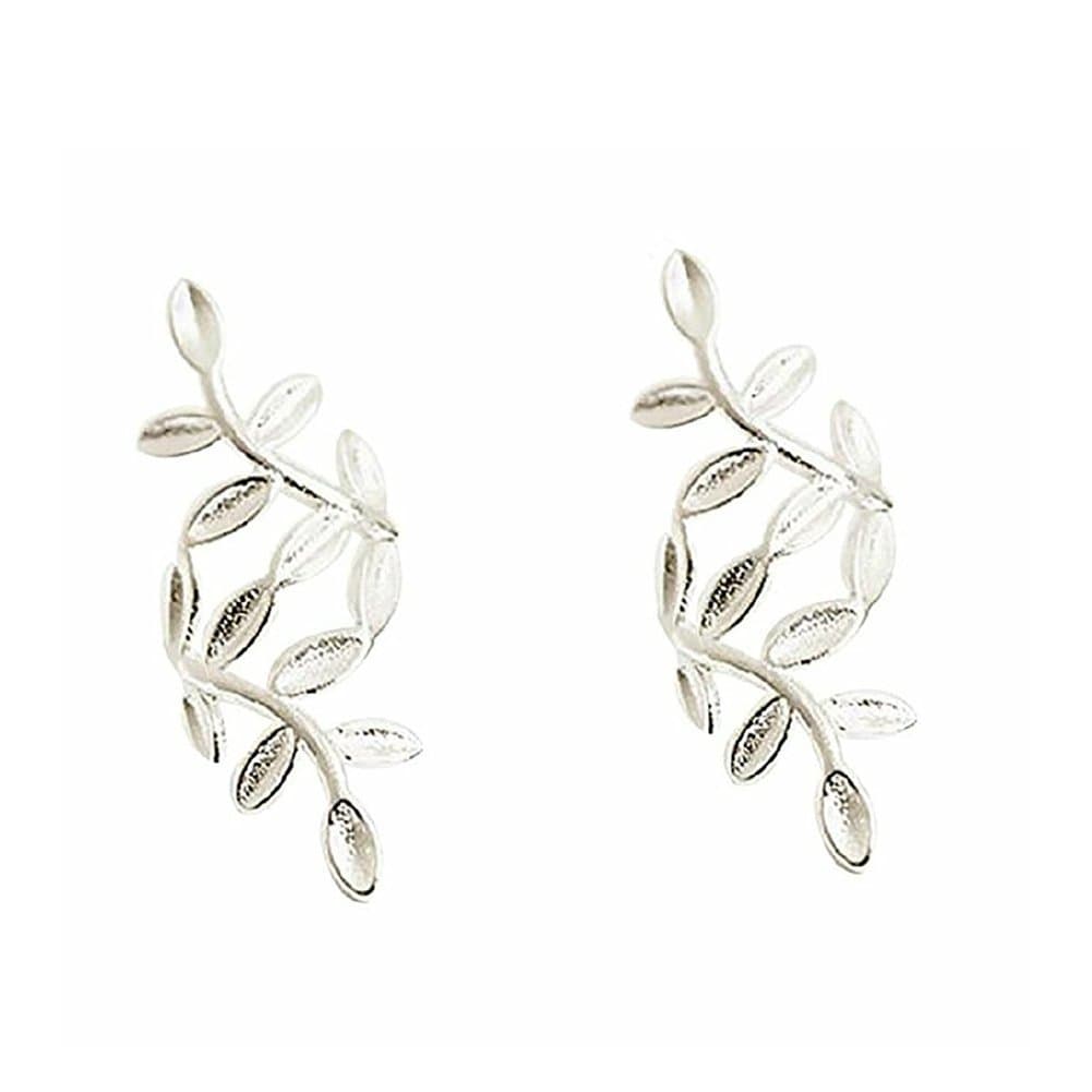 S925 Sterling Silver Leaf Non Piercing Ear Clip Cuff Wrap Earrings (925 sterling silver)